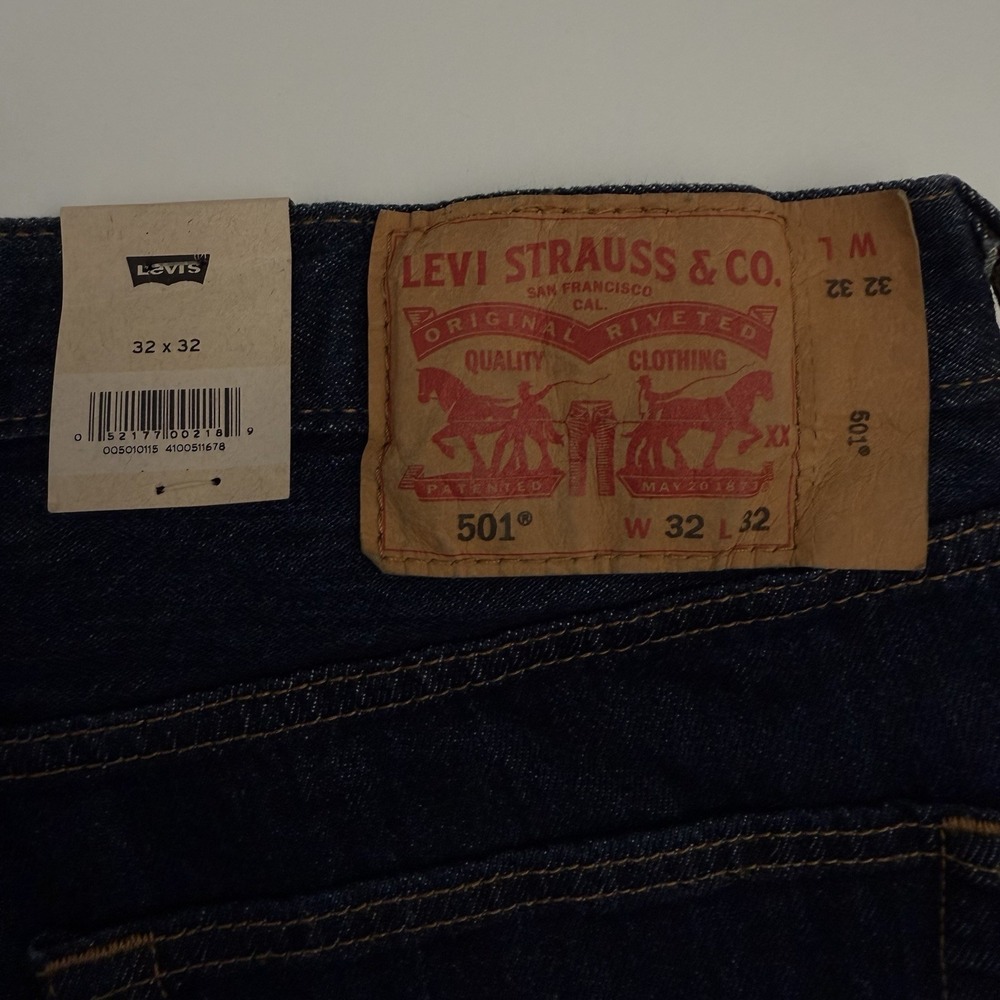 Levi's 501 Original Fit Men's Jeans 32x32 Dark Wash Blue Denim Button Fly NEW - Picture 5 of 11